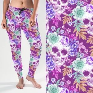 Tropical skull joggers with POCKETS!